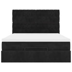 Ottoman Bed with Mattresses & LEDs Black Double Velvet