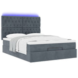 Ottoman Bed with Mattresses & LEDs Dark Grey Queen Velvet - Rear View