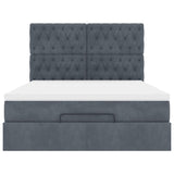 Ottoman Bed with Mattresses & LEDs Dark Grey Queen Velvet - Low Angle