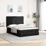 Ottoman Bed with Mattresses & LEDs Black Queen Velvet - Top-Down View
