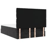 Ottoman Bed with Mattresses & LEDs Black Queen Velvet