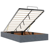 Ottoman Bed with Mattresses & LEDs Dark Grey King Single Velvet