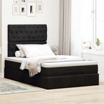 Ottoman Bed with Mattresses & LEDs Black King Single Velvet