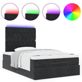 Ottoman Bed with Mattresses & LEDs Black King Single Velvet - 45-Degree Angle