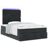 Ottoman Bed with Mattresses & LEDs Black King Single Velvet - Rear View
