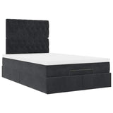 Ottoman Bed with Mattresses & LEDs Black King Single Velvet - Close-Up Angle