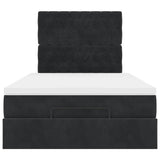 Ottoman Bed with Mattresses & LEDs Black King Single Velvet