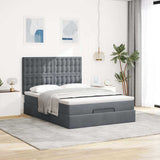 Ottoman Bed with Mattresses & LEDs Dark Grey Double Velvet - Top-Down View
