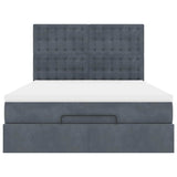 Ottoman Bed with Mattresses & LEDs Dark Grey Double Velvet