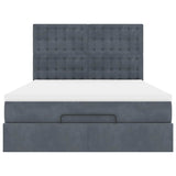 Ottoman Bed with Mattresses & LEDs Dark Grey Double Velvet - Low Angle