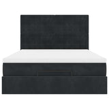 Ottoman Bed with Mattresses & LEDs Black Double Velvet - Close-Up Angle