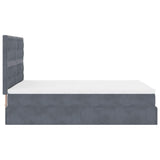 Ottoman Bed with Mattresses & LEDs Dark Grey Queen Velvet - Extra Image