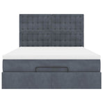 Ottoman Bed with Mattresses & LEDs Dark Grey Queen Velvet