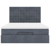 Ottoman Bed with Mattresses & LEDs Dark Grey Queen Velvet - Close-Up Angle