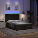 Ottoman Bed with Mattresses & LEDs Black Queen Velvet - Side View
