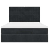 Ottoman Bed with Mattresses & LEDs Black Queen Velvet