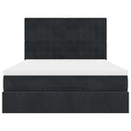 Ottoman Bed with Mattresses & LEDs Black Queen Velvet