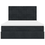 Ottoman Bed with Mattresses & LEDs Black Queen Velvet - Low Angle