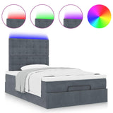 Ottoman Bed with Mattresses & LEDs Dark Grey King Single Velvet - 45-Degree Angle