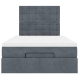 Ottoman Bed with Mattresses & LEDs Dark Grey King Single Velvet - Low Angle