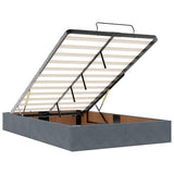 Ottoman Bed with Mattresses & LEDs Dark Grey King Single Velvet