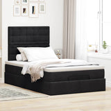 Ottoman Bed with Mattresses & LEDs Black King Single Velvet - Top-Down View
