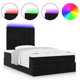 Ottoman Bed with Mattresses & LEDs Black King Single Velvet - 45-Degree Angle