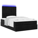 Ottoman Bed with Mattresses & LEDs Black King Single Velvet - Rear View
