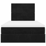 Ottoman Bed with Mattresses & LEDs Black King Single Velvet