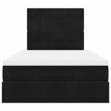 Ottoman Bed with Mattresses & LEDs Black King Single Velvet - Low Angle