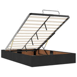 Ottoman Bed with Mattresses & LEDs Black King Single Velvet