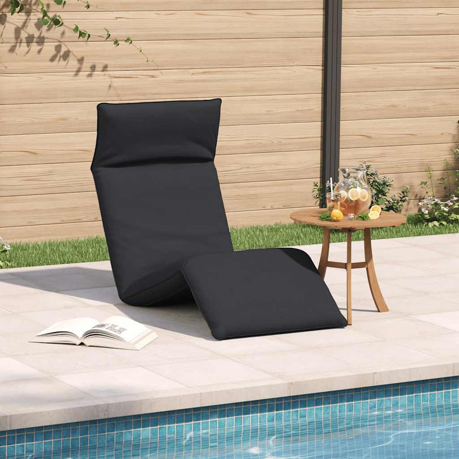 Folding Sun lounger Black 175x54x8.5 cm Oxford Fabric