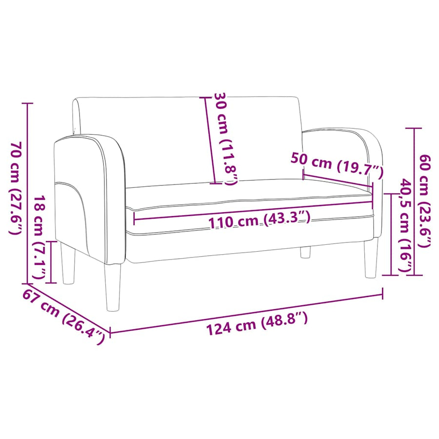 Loveseat Sofa Black 110 cm Faux Leather