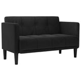 Loveseat Sofa Black 111 cm Velvet - Front View