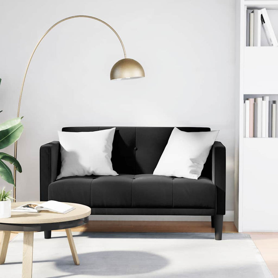Loveseat Sofa Black 111 cm Velvet