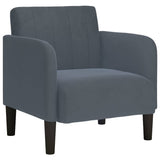 Sofa Chair with Armrests Dark Grey 54 cm Velvet - Front View