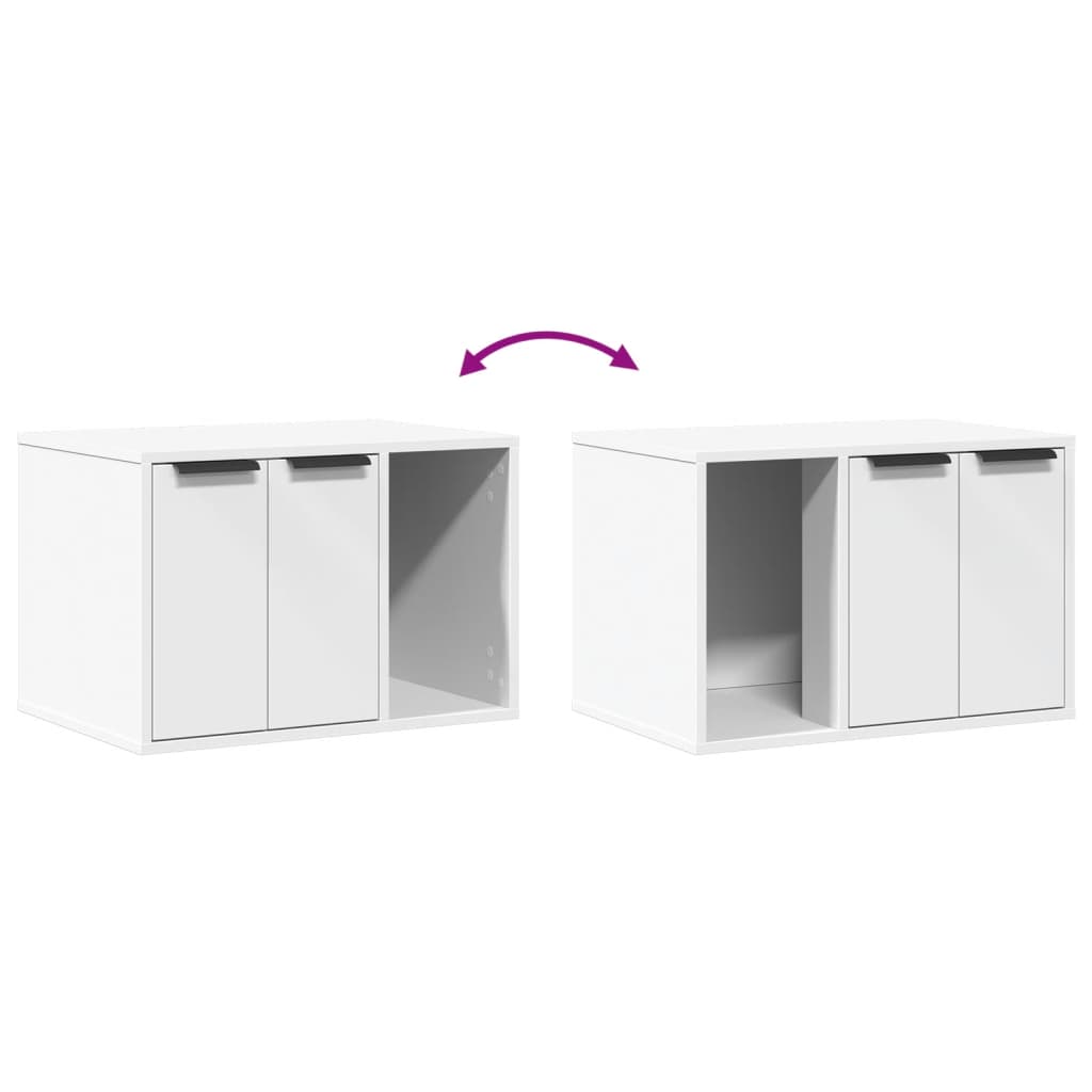 Cat Litter Box Enclosure White 60x40x40 cm Engineered Wood