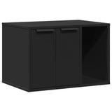 Cat Litter Box Enclosure Black 60x40x40 cm Engineered Wood - Front View