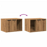 Cat Litter Box Enclosure Artisian Oak 60x40x40 cm Engineered Wood - Low Angle