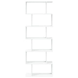 Room Divider Bookcase 6-Tier White 70x24x193 cm Engineered Wood - 45-Degree Angle