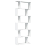 Room Divider Bookcase 6-Tier White 70x24x193 cm Engineered Wood - Rear View