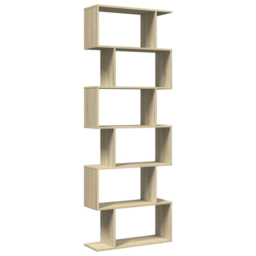 Room Divider Bookcase 6-Tier Sonoma Oak 70x24x193 cm