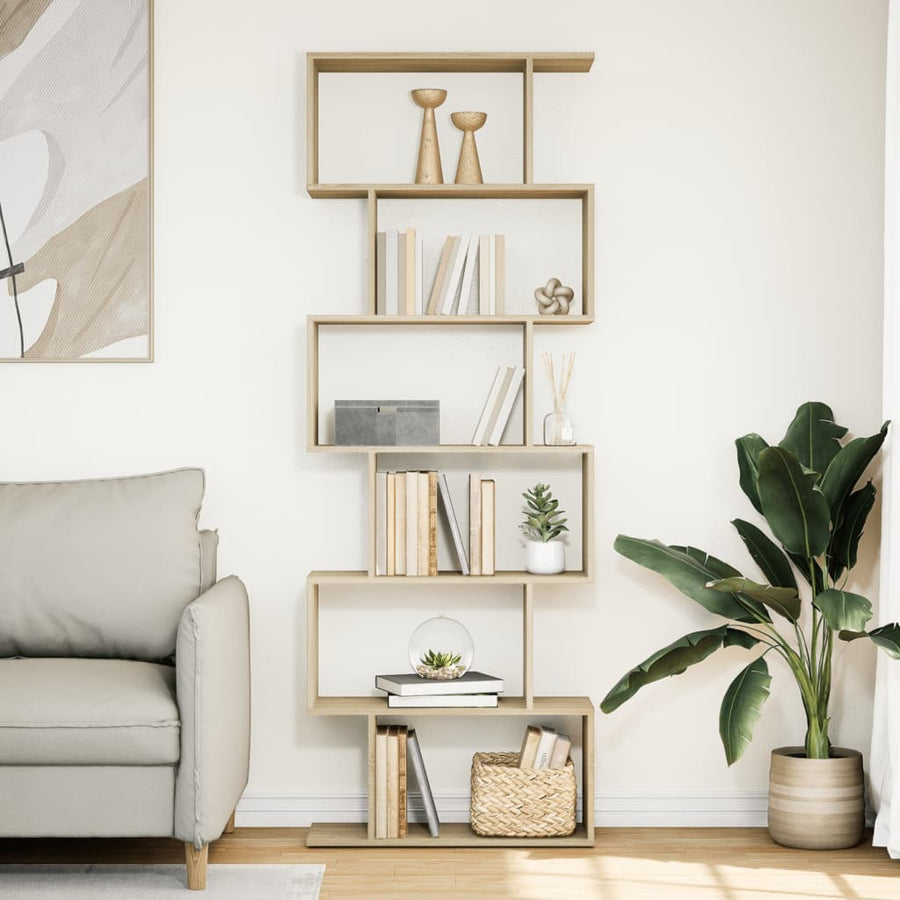 Room Divider Bookcase 6-Tier Sonoma Oak 70x24x193 cm