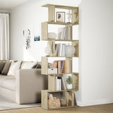Room Divider Bookcase 6-Tier Sonoma Oak 70x24x193 cm Engineered Wood - Top-Down View