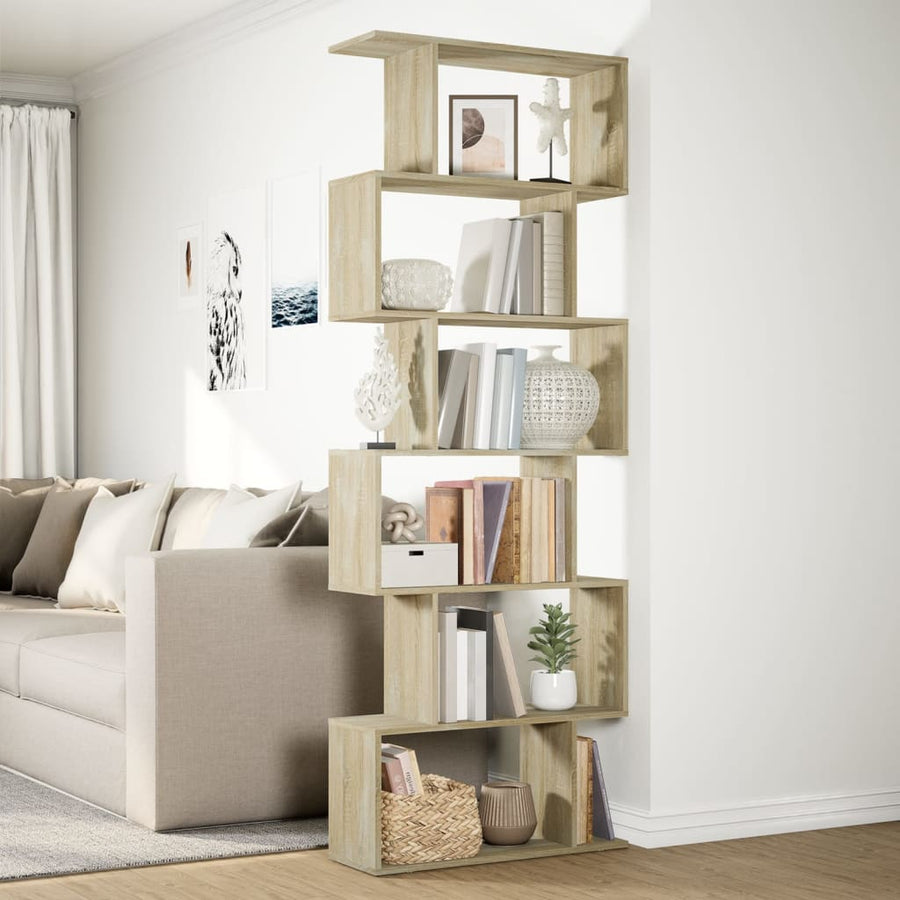 Room Divider Bookcase 6-Tier Sonoma Oak 70x24x193 cm