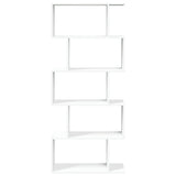 Room Divider Bookcase 5-Tier White 70x24x161 cm Engineered Wood - 45-Degree Angle
