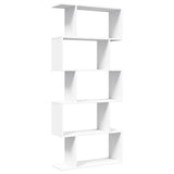Room Divider Bookcase 5-Tier White 70x24x161 cm Engineered Wood - Close-Up Angle