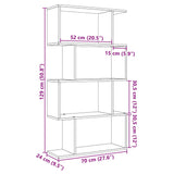 Room Divider Bookcase 4-Tier White 70x24x129 cm Engineered Wood - Extra Image