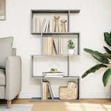 Room Divider Bookcase 4-Tier Concrete Grey 70x24x129 cm Engineered Wood - Side View