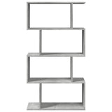 Room Divider Bookcase 4-Tier Concrete Grey 70x24x129 cm Engineered Wood - 45-Degree Angle